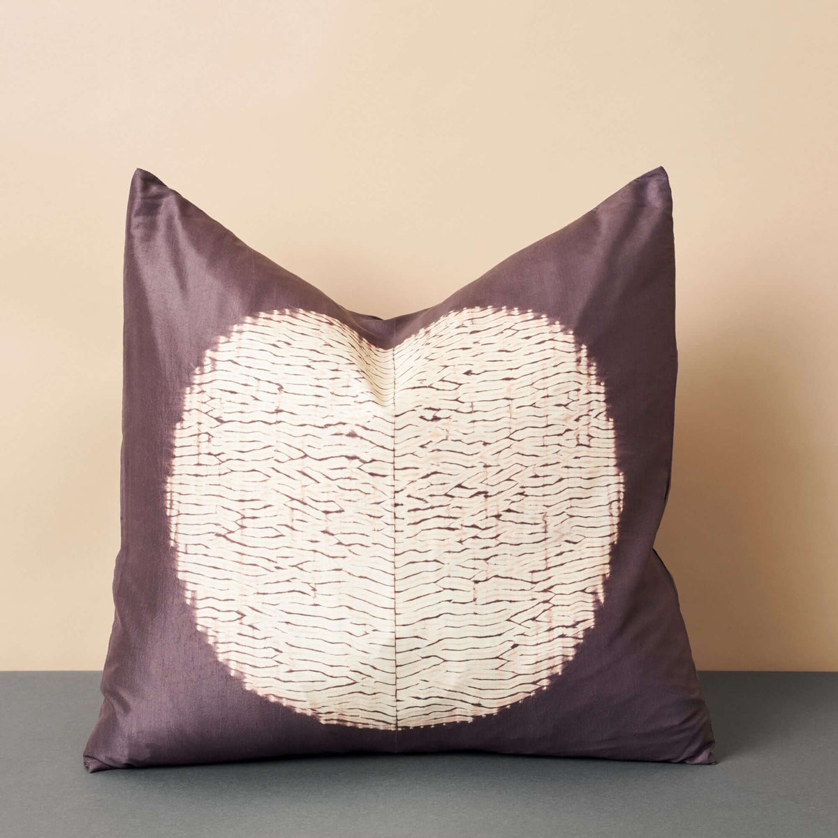 Shunya Black shibori print mulberry silk pillow cover, 20x20 – One Affirmation