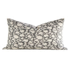 Carina charcoal and cream floral pillow cover, detail view