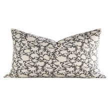 Carina charcoal and cream floral pillow cover, detail view