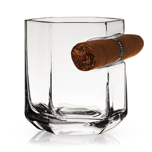 Crystal Cigar Glass with built-in cigar rest by Viski