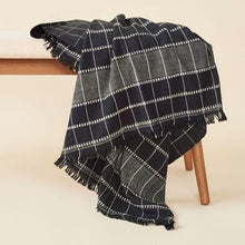 Charco black checks pattern handwoven organic cotton throw – One Affirmation