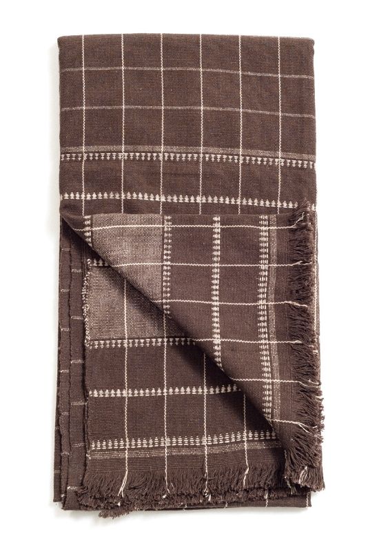 Charco black checks pattern handwoven organic cotton throw – One Affirmation