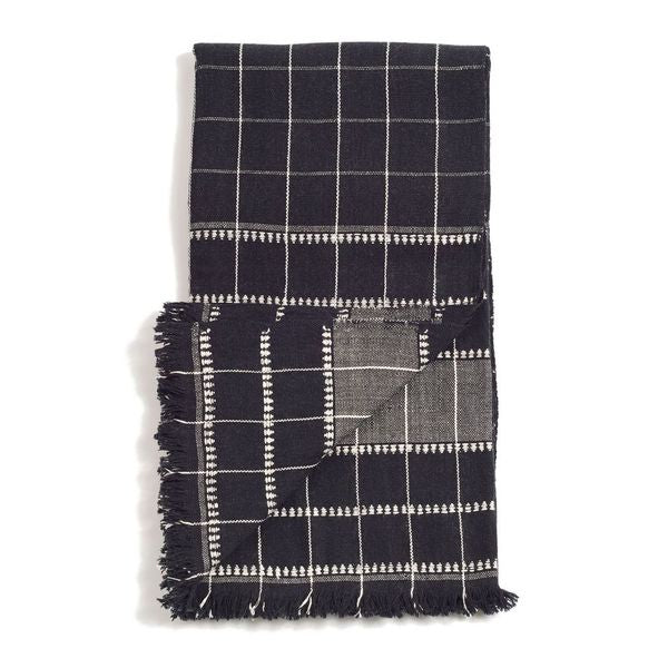Charco black checks pattern handwoven organic cotton throw – One Affirmation