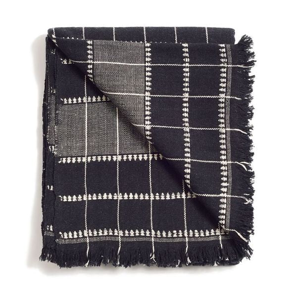Charco black checks pattern handwoven organic cotton throw – One Affirmation