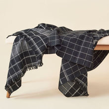 Charco black checks pattern handwoven organic cotton throw – One Affirmation