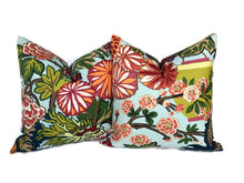 Chiang Mai Dragon Pillow Cover in Aquamarine, Indoor Outdoor Pillows, Schumacher Textiles