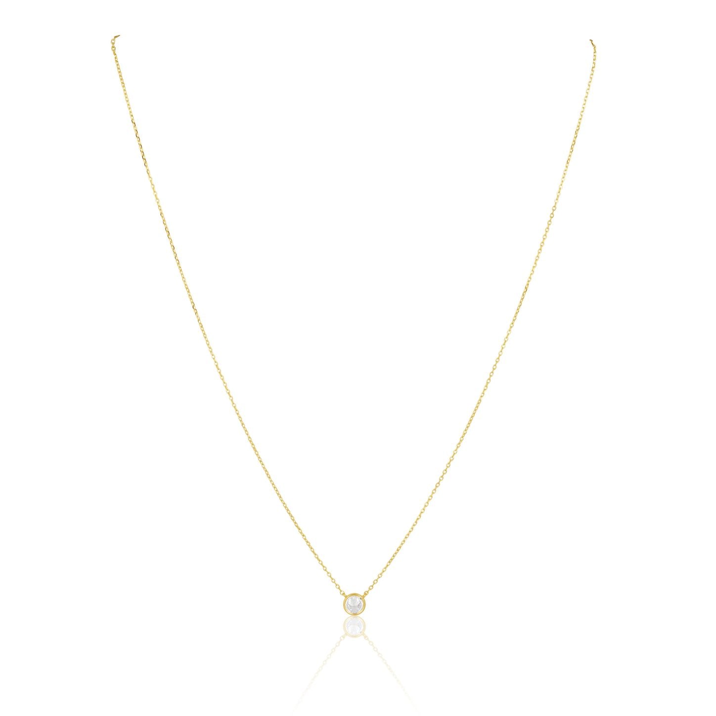 Christie CZ Necklace in gold with dainty chain and stone