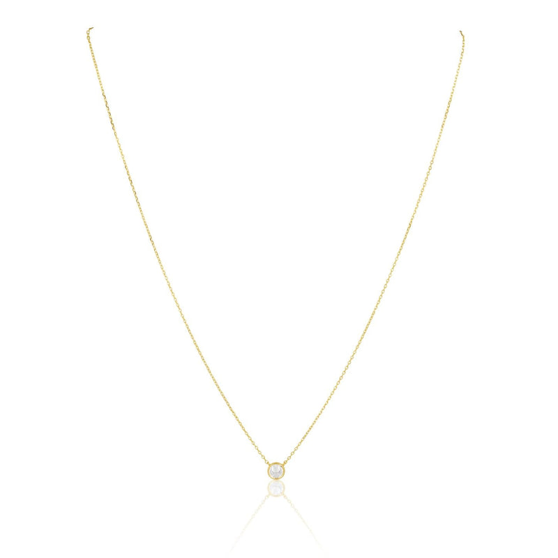 Christie CZ Necklace in gold with dainty chain and stone