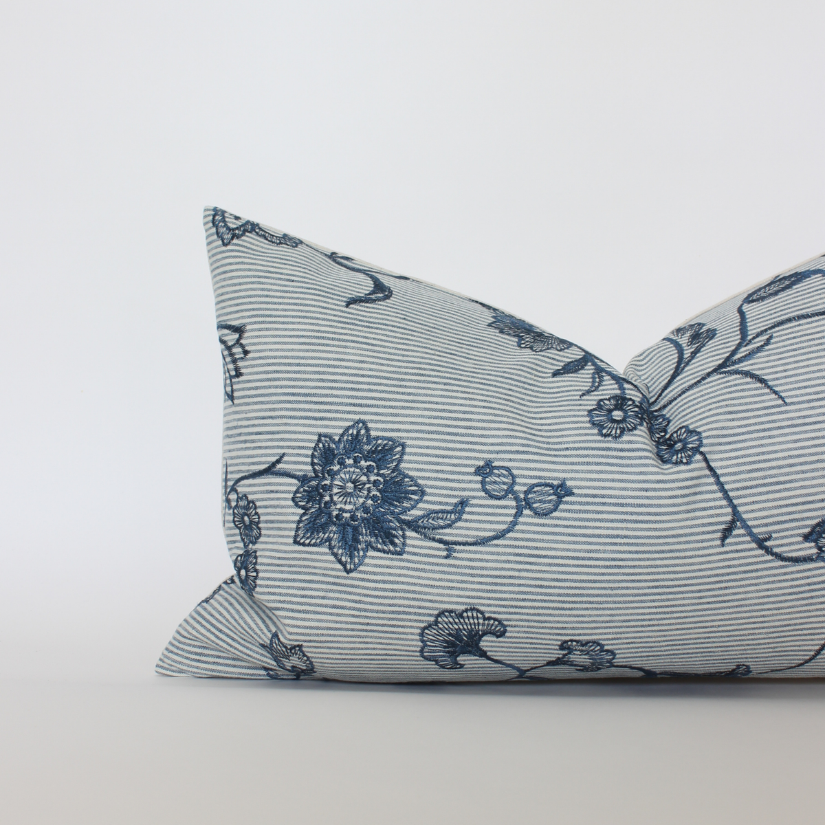 Veera blue and white floral pillow cover, view 6