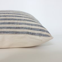Sanford beige and denim blue stripe pillow cover, view 8