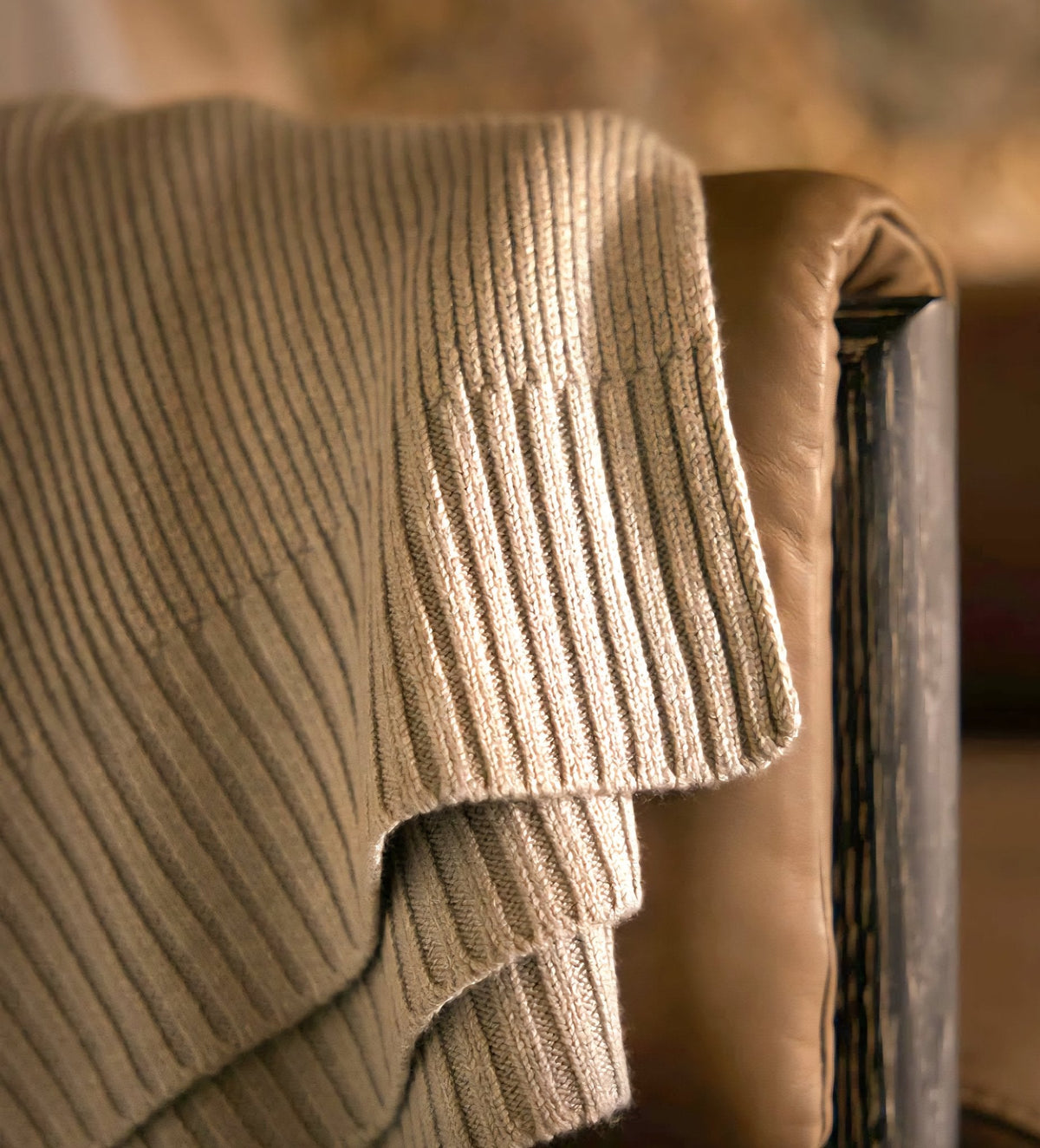 Classic Drift bamboo knit throw blanket in Warm Sand