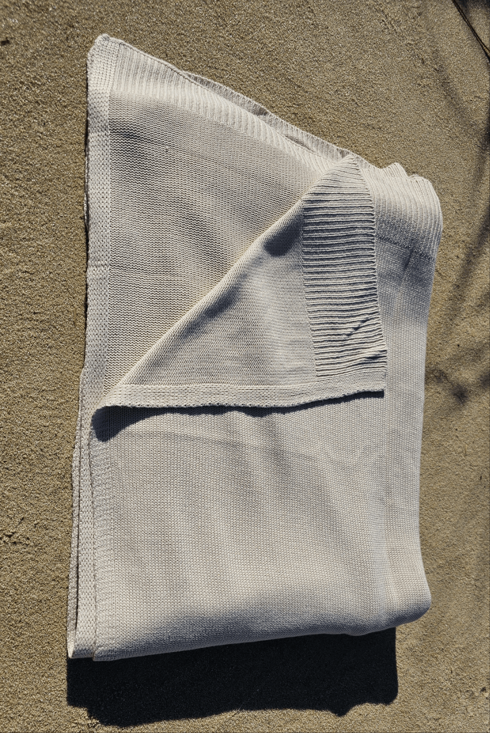 Classic Drift bamboo knit throw blanket in Warm Sand – view 11