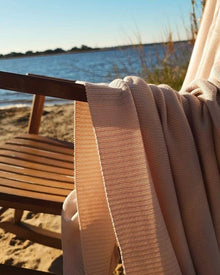 Classic Drift bamboo knit throw blanket in Warm Sand – view 4
