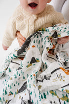 Clementine Kids National Parks Mini Pattern swaddle folded on crib