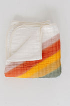 Close-up of cotton muslin rainbow quilt texture