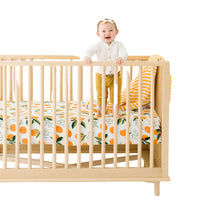 Clementine cotton muslin crib sheet styled in nursery