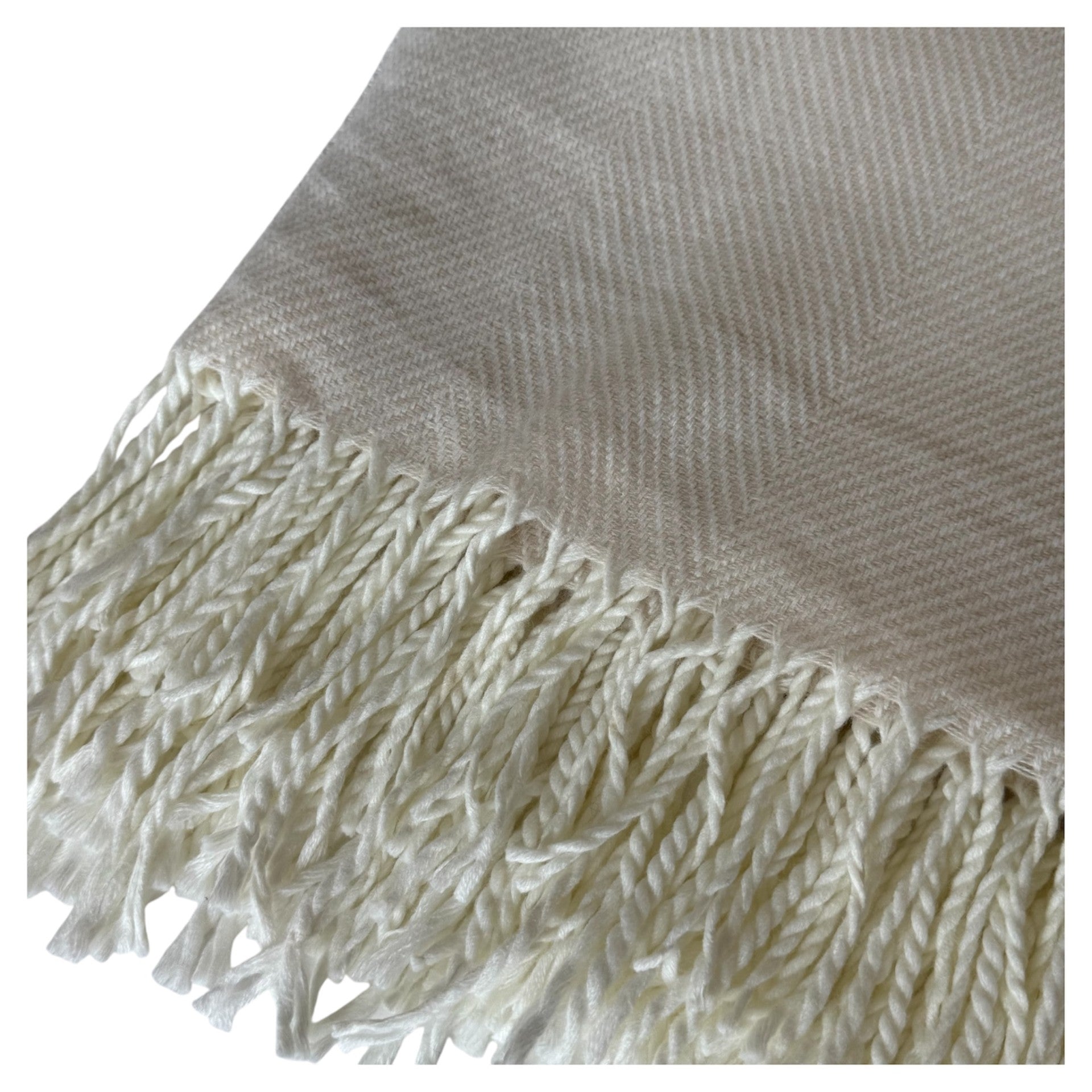 Cozy Cream Fringe Throw Blanket