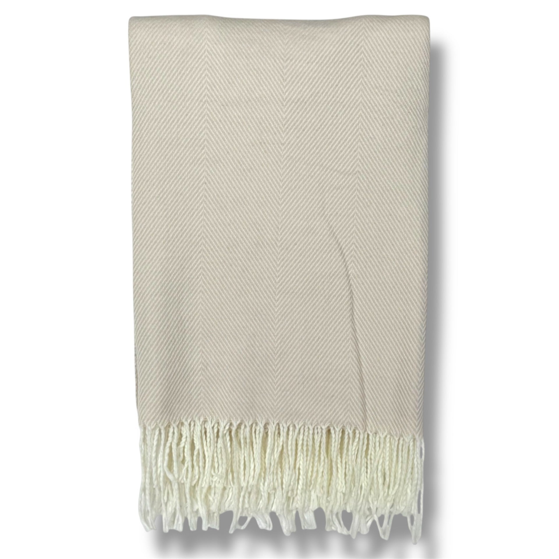 Cozy Cream Fringe Throw Blanket