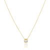 CZ bezel necklace with round stone on box chain