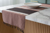 Hand-spun cotton table runner with textured weave and artisanal finish