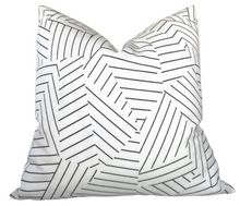 Deconstructed Stripe Pillow Cover in Black, Indoor Outdoor Pillows, Schumacher Textiles