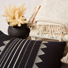 Kora Black large handloom artisanal pillow cover, 24x24 – One Affirmation
