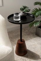 Tira Round Metal and Wood Side Table