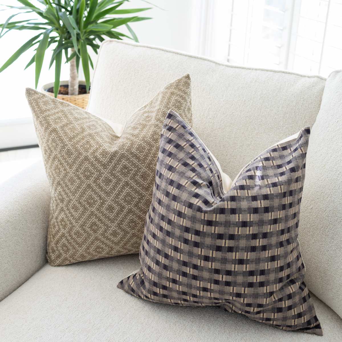 Everly taupe diamond texture pillow cover, view 3