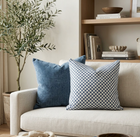 Ready to Ship, 20x20, Elkhart Woven Pillow Cover in Blue, F Schumacher Textiles