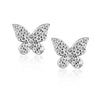 Close-up of CZ stone butterfly stud earrings