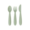 ezpz Happy Utensils set with spoon, fork, and training knife