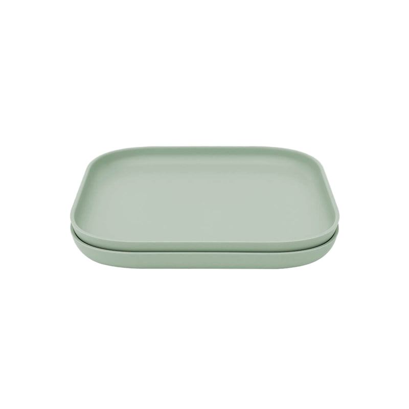 Set of 2 ezpz mealtime square plates in neutral tones