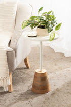 Tira Round Metal and Wood Side Table