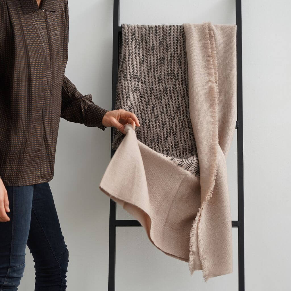 Flo Brown handloom merino wool throw, 53x53 – One Affirmation