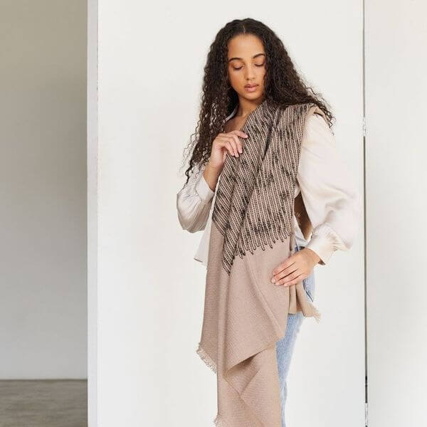 Flo Brown handloom merino wool throw, 53x53 – One Affirmation