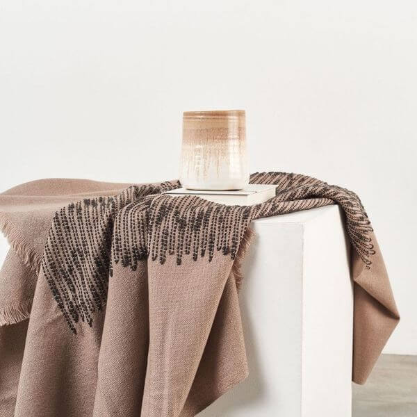 Flo Brown handloom merino wool throw, 53x53 – One Affirmation