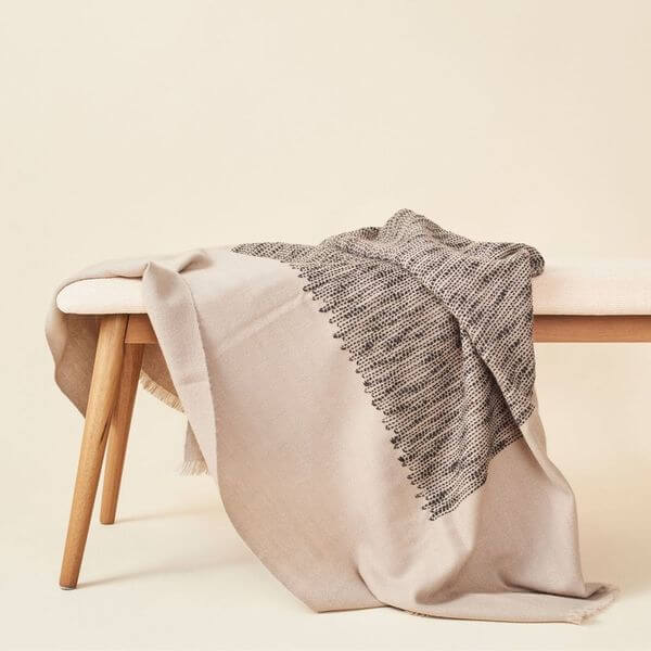 Flo Brown handloom merino wool throw, 53x53 – One Affirmation
