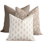 Florence cream and terracotta pillow combination, set of three pillow covers