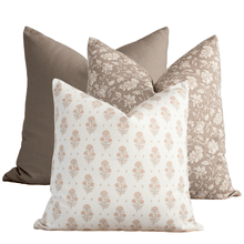 Florence cream and terracotta pillow combination, set of three pillow covers