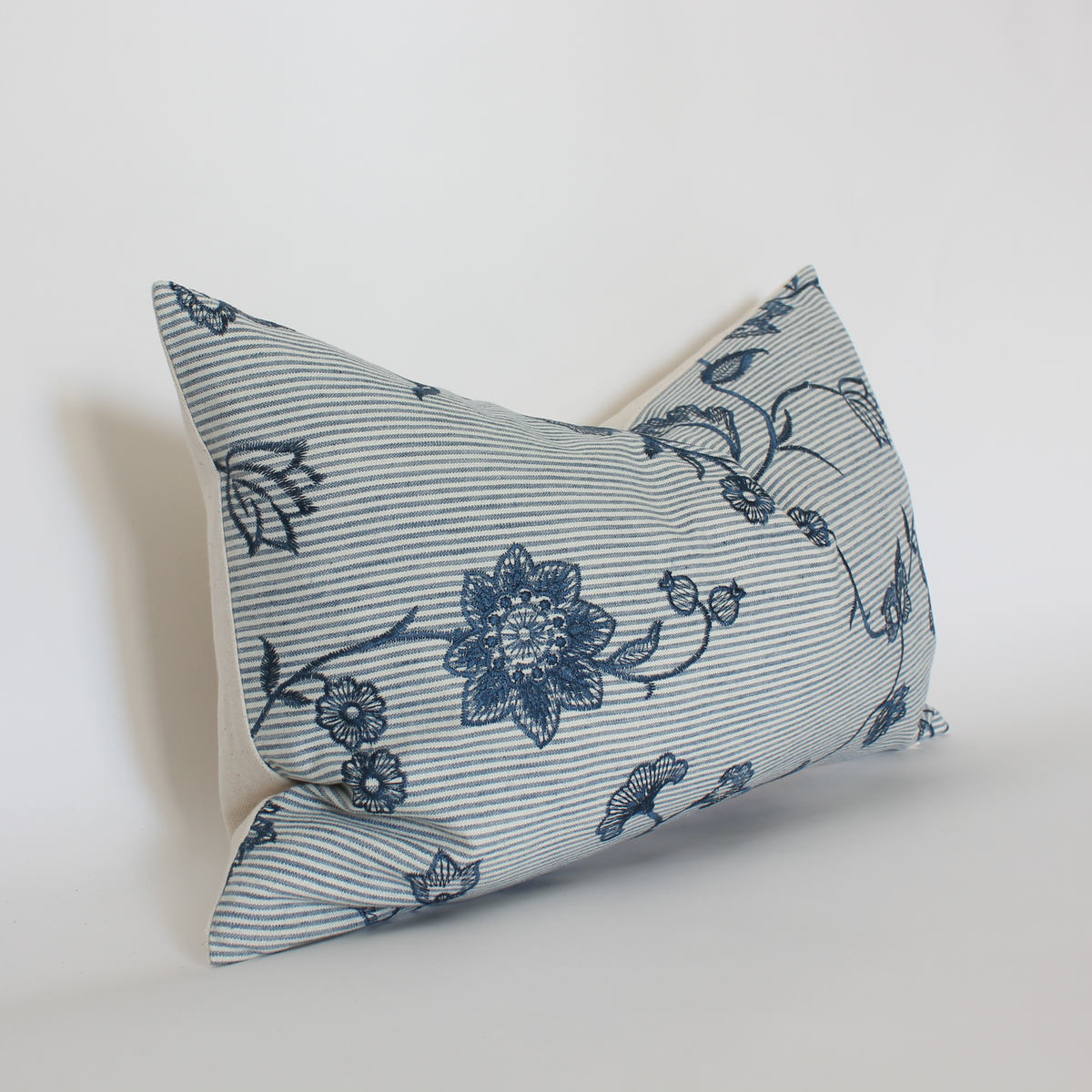 Veera blue and white floral pillow cover, view 4