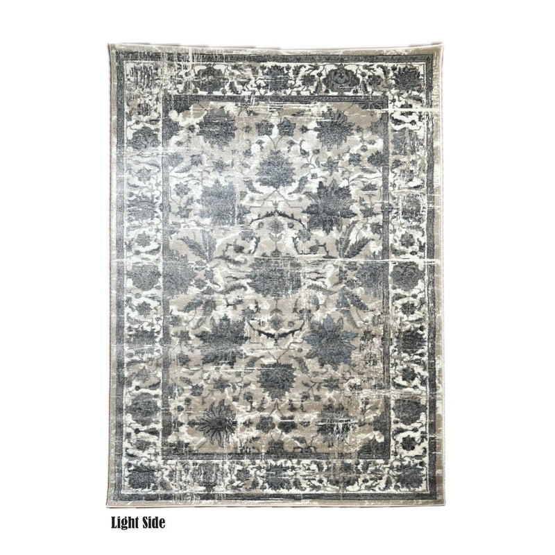 ROY's Home Navy Big Flower Area Rugs, Vintage Effect Lines