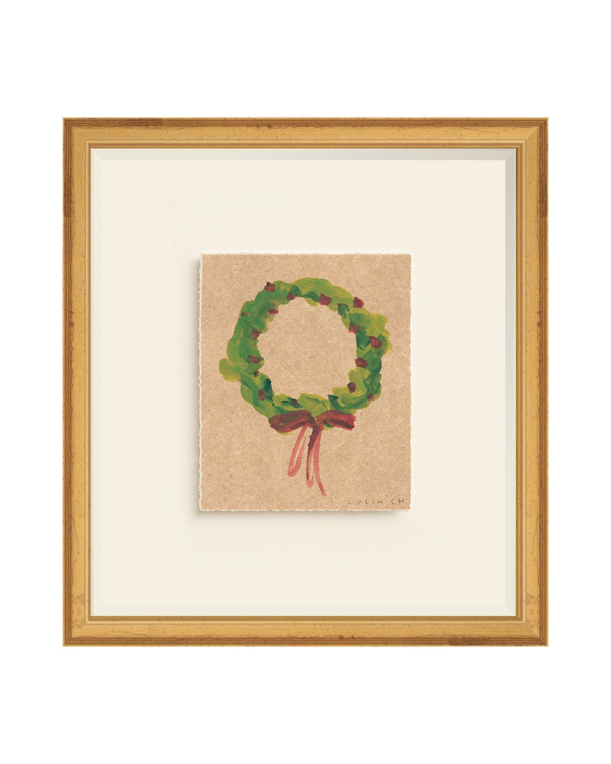 Wreath IV watercolor holiday wreath art print, view 4