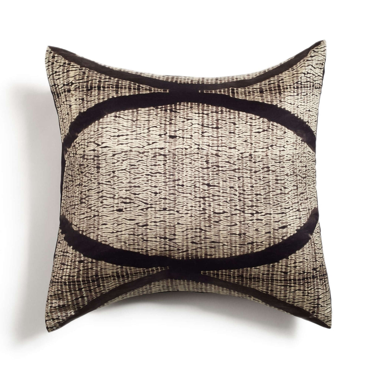 Arc Black shibori print mulberry silk pillow cover, 20x20 – One Affirmation