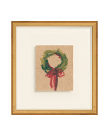 Wreath III green wreath with red bow art print, view 5