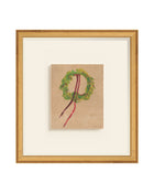 Wreath II watercolor wreath with red ribbons art print, view 5