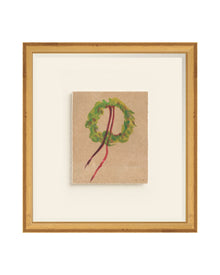 Wreath II watercolor wreath with red ribbons art print, view 5