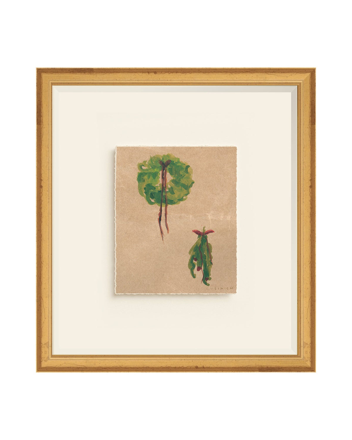 Wreath I painterly evergreen wreath art print, view 2