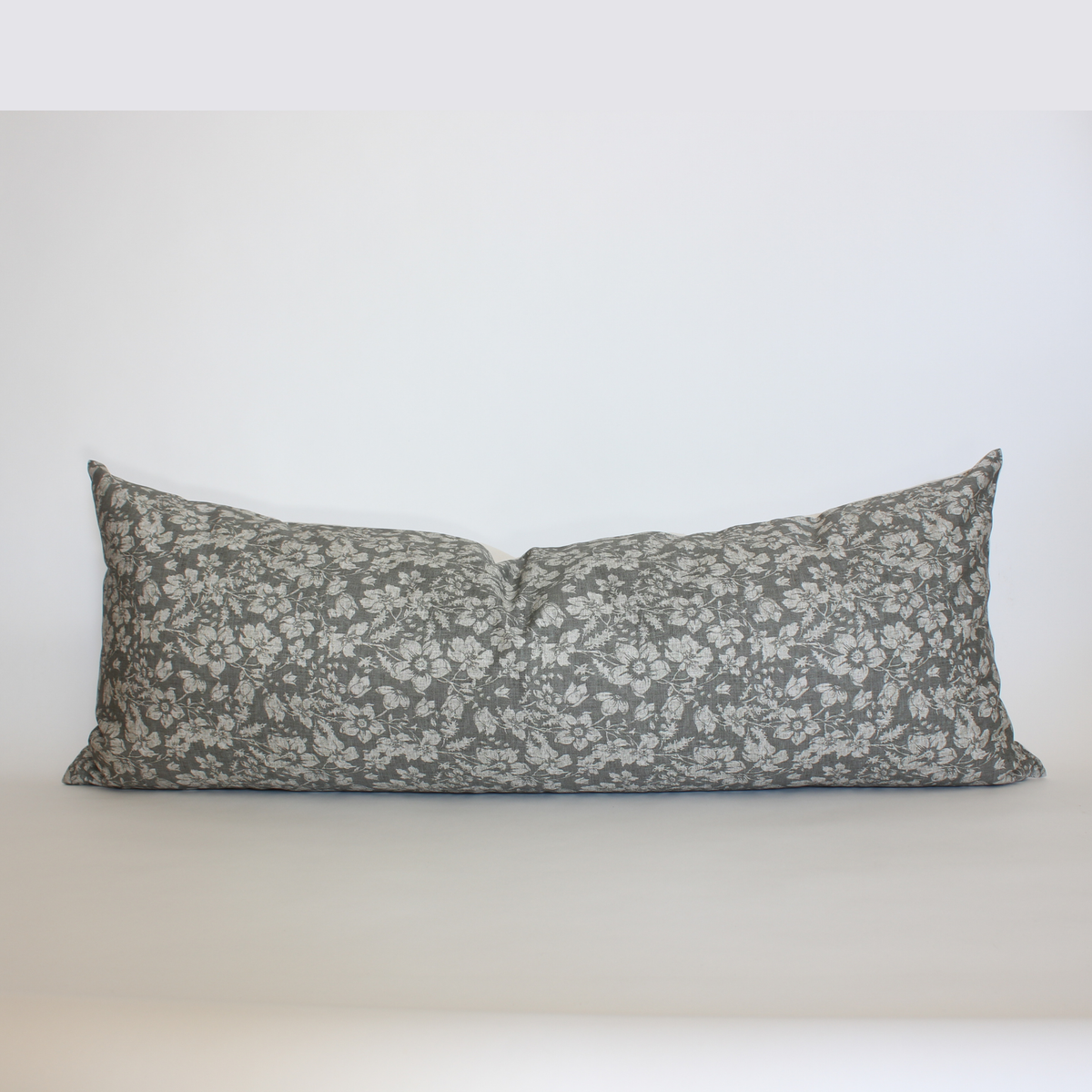 Georgia charcoal and cream floral pillow cover, view 5