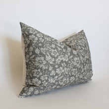 Georgia charcoal and cream floral pillow cover, view 7