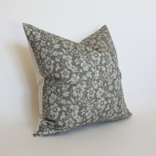 Georgia charcoal and cream floral pillow cover, view 3